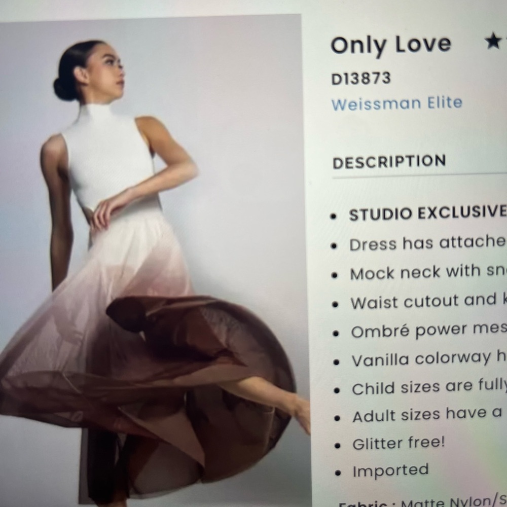 Weissman Elite Only Love D13873. Size XSA. Excellent condition.